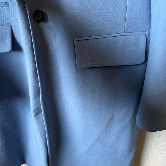 NWT Zara cornflower blue one button midi length jacket size S - Picture 5 of 9